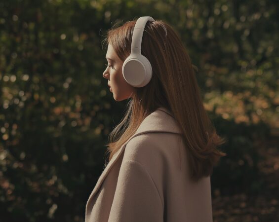 Woman with Headphones in Nature